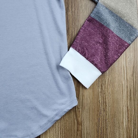 🩵Gray Lightweight Colorblock Long Sleeve Top Large - Picture 7 of 10